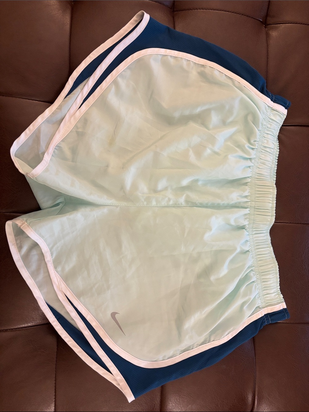 Nike Mint and Navy Running Shorts with White Trim